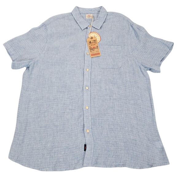 NWT Faherty Shirt Mens XXL Blue Linen Palma Short Sleeve Coastal Casual Nautical - Picture 2 of 11